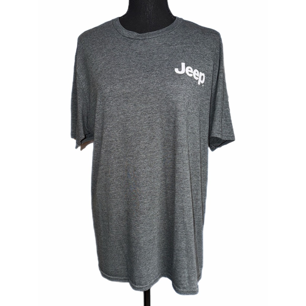 Jeep Mens Graphic T-Shirt Gray Short Sleeve Red Wrangler Car Logo Large Jedco